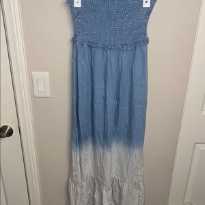 Strapless Blue and White Dress